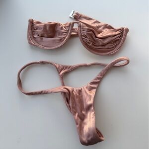 Isa Boulder Satin Bikini Set - Rose Taupe